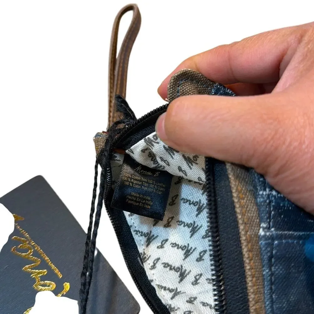Mona‎ B wallet wristlet distressed brown and gold accent